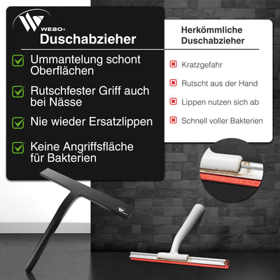 Silikon Duschabzieher + 2 Befestigungshaken - Weboplus