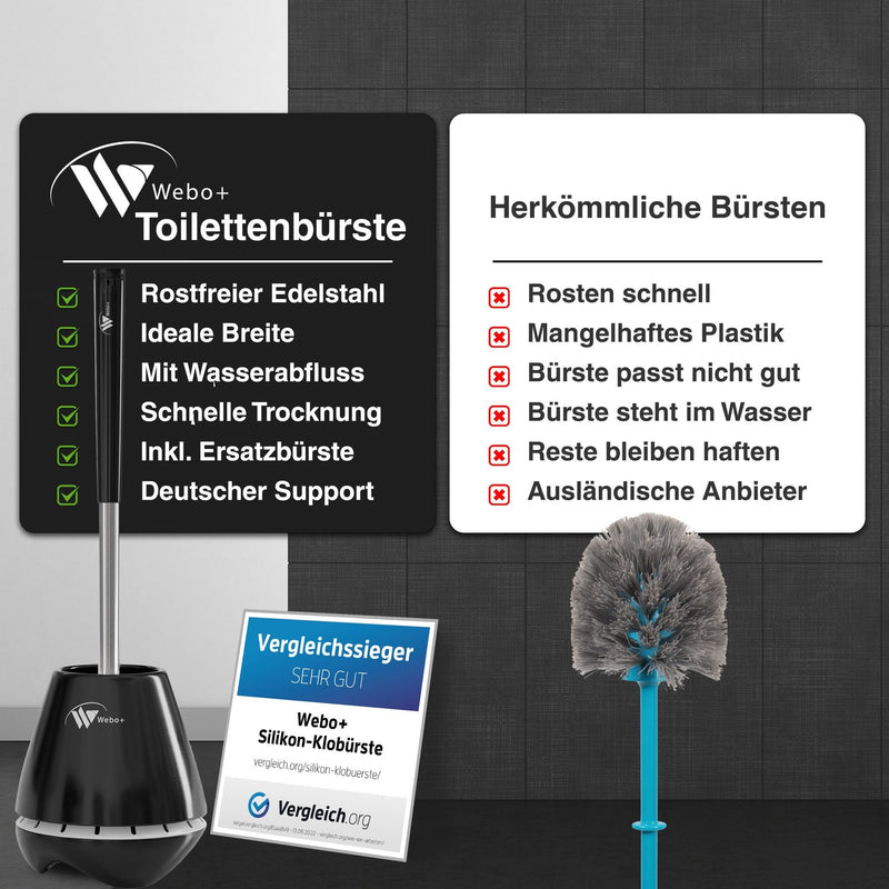 Spar-Bundle Duschabzieher + Toilettenbürsten Garnitur + Befestigungshaken + Ersatzbürste - Weboplus