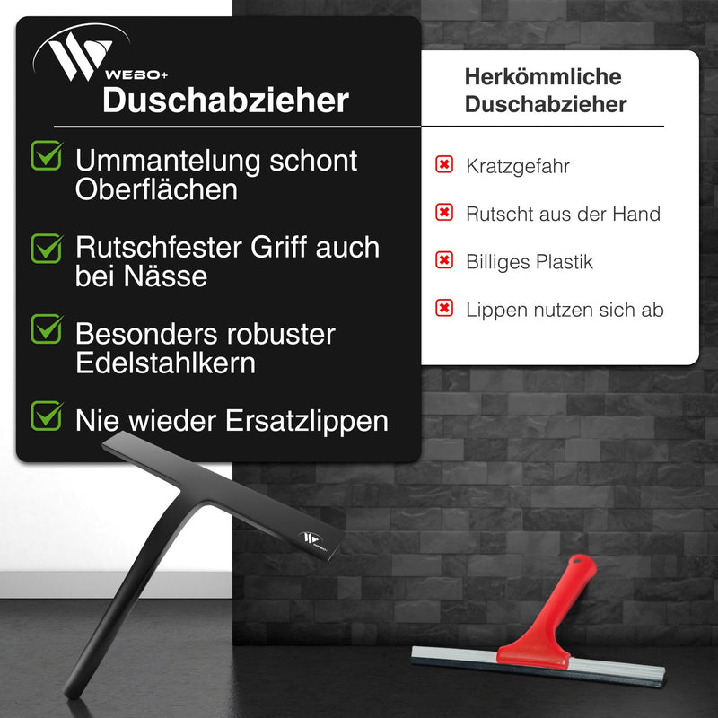 Spar-Bundle Duschabzieher + Toilettenbürsten Garnitur + Befestigungshaken + Ersatzbürste - Weboplus